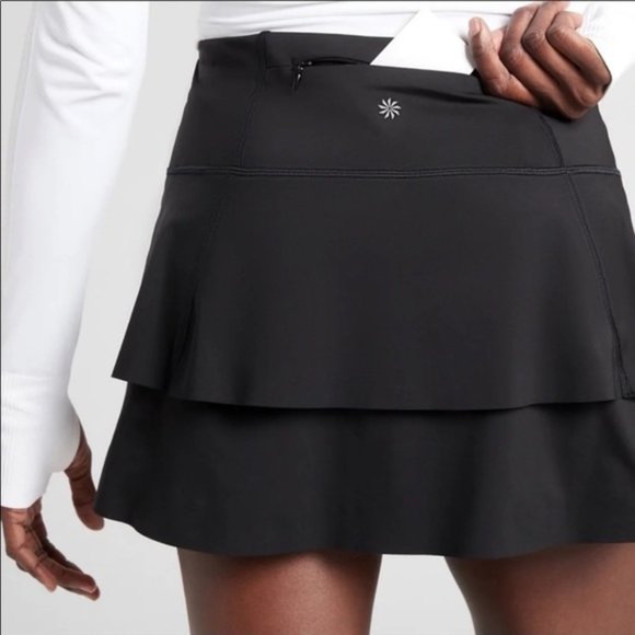 Athleta Dresses & Skirts - ATHLETA Momentum Tennis Skirt black  Skort Sz L